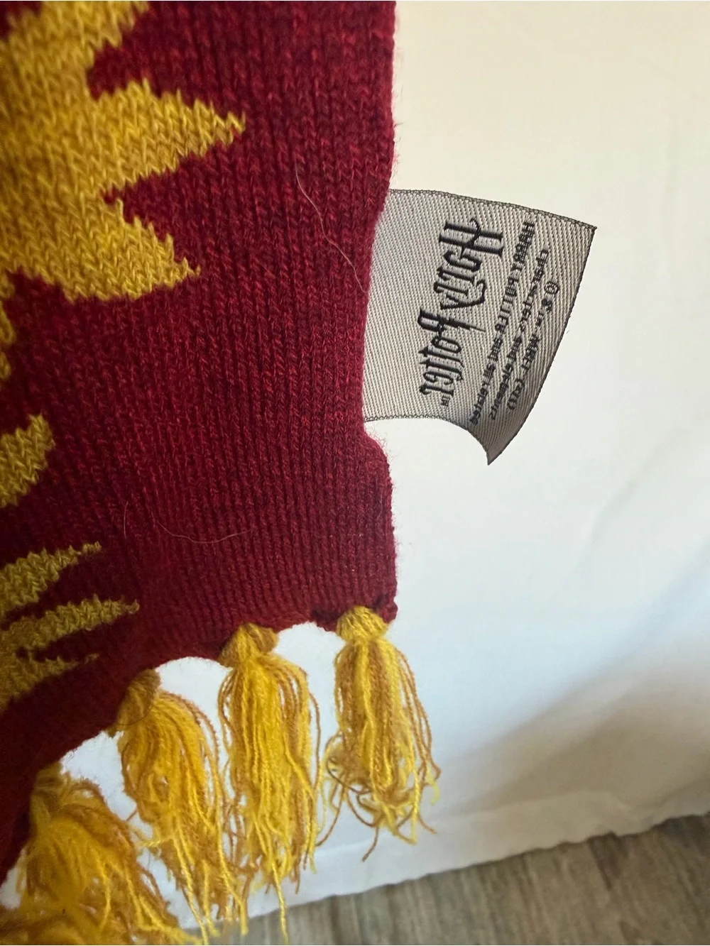 Maroon and Gold Men's Knit Scarf - Classic Striped Lion Motif